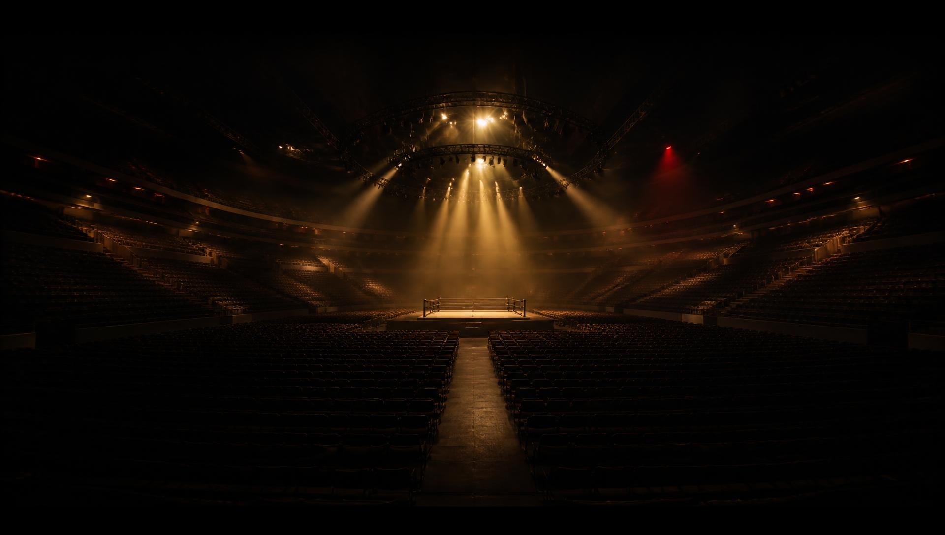 Arena lights above a combat sports ring