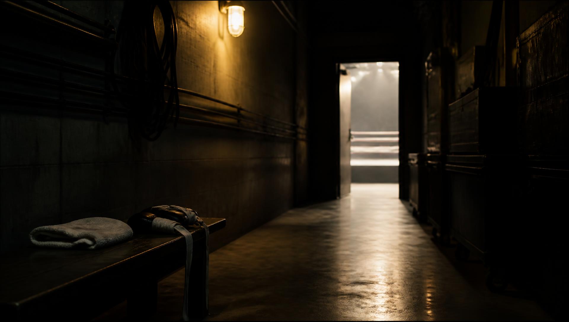 Backstage corridor before a UK combat sports event