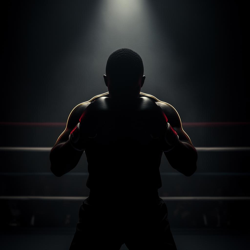 Boxing fighter silhouette portrait